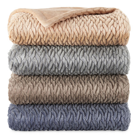 Loom + Forge Faux Mink Diamond Throw, One Size, Gray