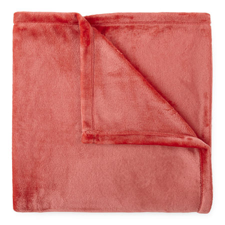 Home Expressions Velvet Plush Solid Throw, One Size, Red