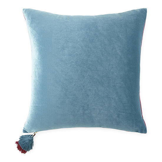 Distant Lands Solid Polyester Velvet Reversible Square Throw Pillow