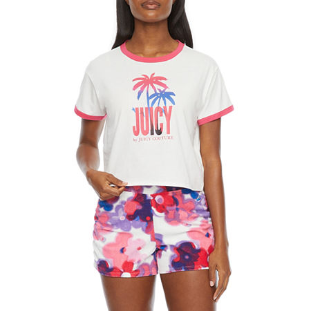  Juicy By Juicy Couture Ringer Womens Crew Neck Short Sleeve T-Shirt