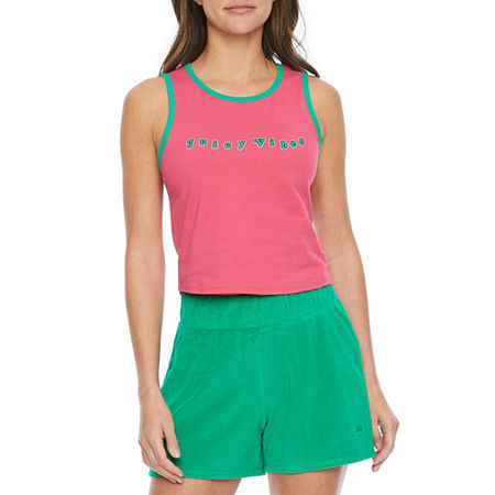 Juicy By Juicy Couture Ringer Womens Crew Neck Sleeveless Tank Top, Medium , Pink