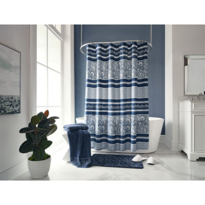 Broadhaven Paisley Stripe Blue Shower Curtain