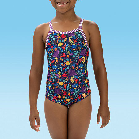 Dolfin Little & Big Girls One Piece Swimsuit, 5, Blue