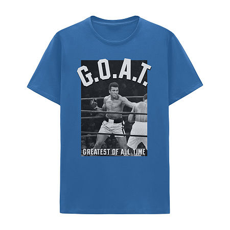 Mens Short Sleeve Muhammad Ali Graphic T-Shirt, Large, Blue
