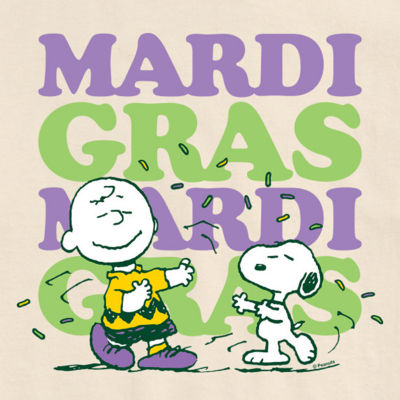Mens Short Sleeve Peanuts Mardi Gras T-Shirt