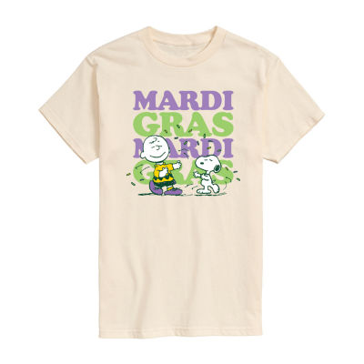 Mens Short Sleeve Peanuts Mardi Gras T-Shirt