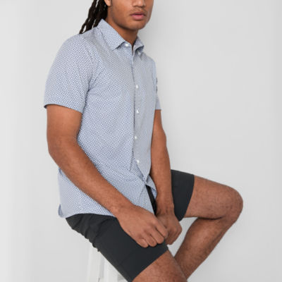 Stylus Mens Regular Fit Short Sleeve Checked Button-Down Shirt