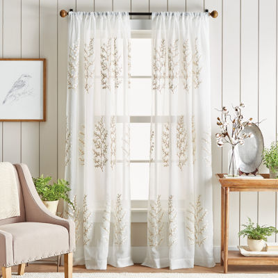 Martha Stewart Georgia Rod Pocket Embroidered Light-Filtering Set of 2 Curtain Panel
