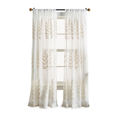 Martha Stewart Georgia Rod Pocket Embroidered Light-Filtering Set of 2 Curtain Panel