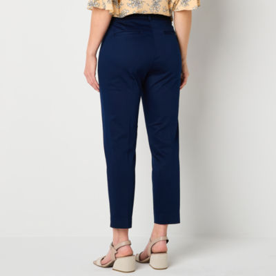 Liz Claiborne Emma Emma Cotton Sateen Womens Ankle Mid Rise Ankle Pant