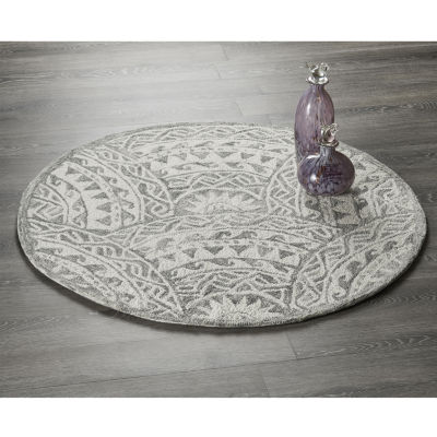 Daisy Den Geometric Hand Tufted Indoor Round Area Rug