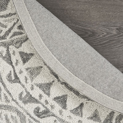 Daisy Den Geometric Hand Tufted Indoor Round Area Rug