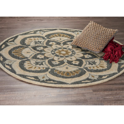 Daisy Bren Floral Hand Tufted Indoor Round Area Rug