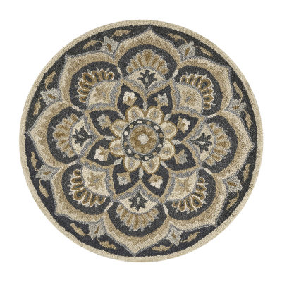 Daisy Bren Floral Hand Tufted Indoor Round Area Rug