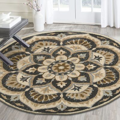 Daisy Bren Floral Hand Tufted Indoor Round Area Rug