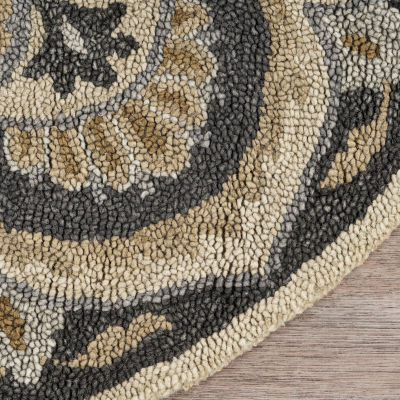 Daisy Bren Floral Hand Tufted Indoor Round Area Rug