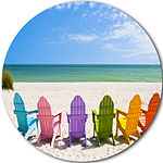 Design Art Adirondack Beach Chairs Seashore PhotoCircle Metal Wall Art