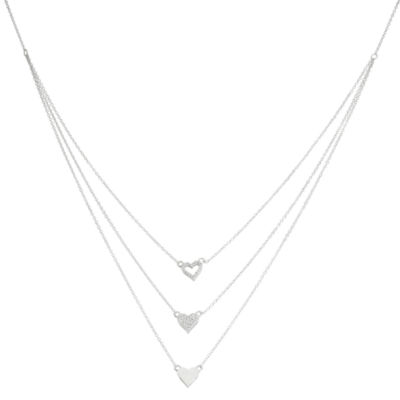 DiamonArt® Womens 5/8 CT. T.W. White Cubic Zirconia Sterling Silver Heart Pendant Necklace