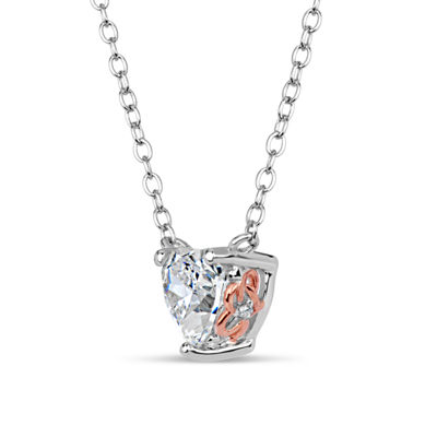 Womens 1 CT. T.W. White Zirconia Sterling Silver Heart Pendant Necklace