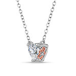 Womens 1 CT. T.W. White Zirconia Sterling Silver Heart Pendant Necklace