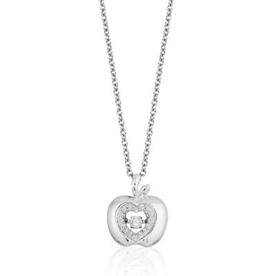 Enchanted Disney Fine Jewelry Womens 1/10 CT. T.W. Mined White Diamond Sterling Silver Snow White Princess Pendant Necklace