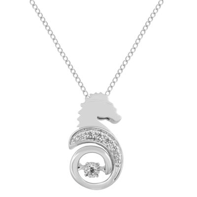 Enchanted Disney Fine Jewelry Womens Diamond Accent Natural Diamond White Diamond Sterling Silver The Little Mermaid Pendant Necklace