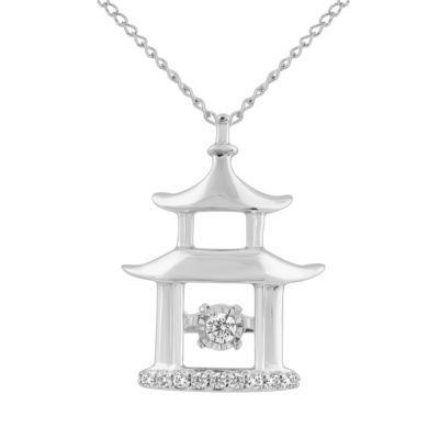 Enchanted Disney Fine Jewelry Womens Diamond Accent Mined White Diamond Sterling Silver Mulan Princess Pendant Necklace