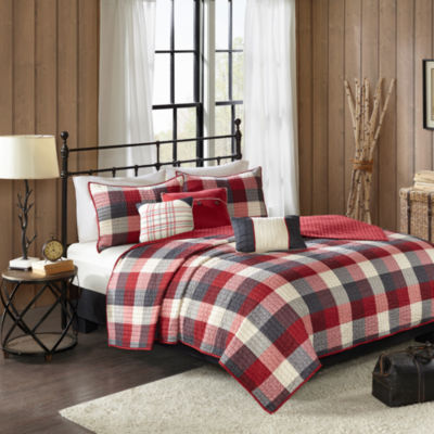 Madison Park Pioneer 6-Pc Printed Herringbone Quilt Set With Throw Pillows