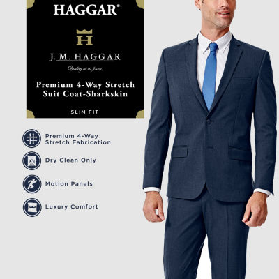 J.M. Haggar Men's 4-Way Stretch Diamond Weave Classic Fit Suit