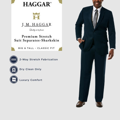 Haggar JMH Premium Stretch Sharkskin Mens Big and Tall Stretch Fabric Classic Fit Suit Jacket