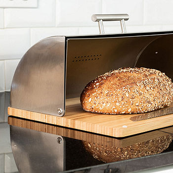 Honey Can Do Stainless Steel Breadbox with Bamboo Cutting Board