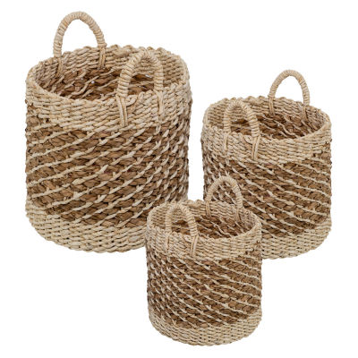 HoneyCanDo Natural Seagrass Woven Basket STO07883, Color Natural
