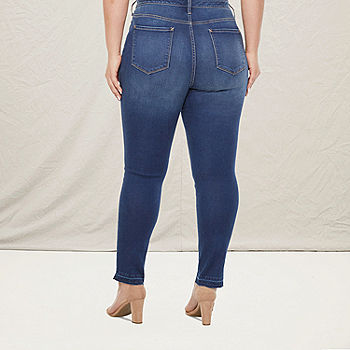a.n.a Womens High Rise Ripped Jegging - Plus, Color: Dk Melrose