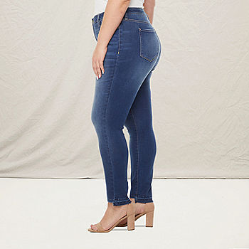 a.n.a Womens High Rise Ripped Jegging - Plus, Color: Dk Melrose