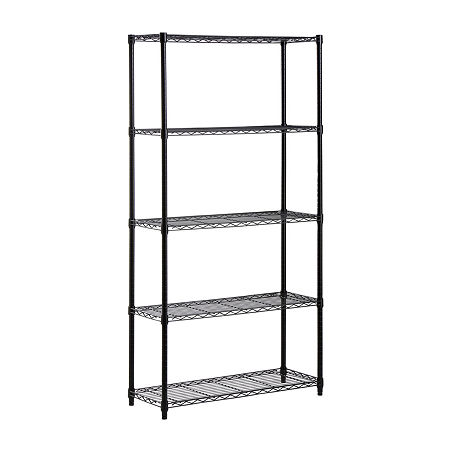 Honey-Can-Do Black 5-Tier Adjustable Shelving Unit, One Size, Black