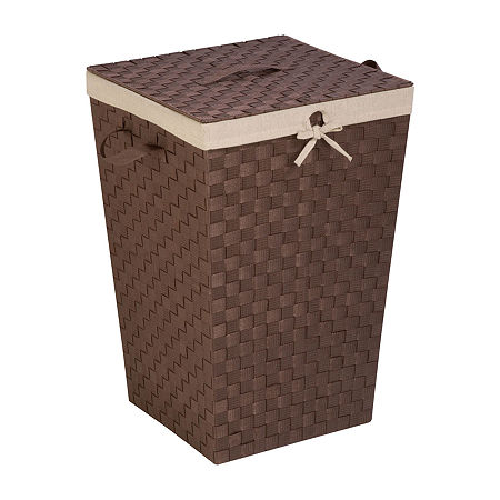 Honey-Can-Do Brown Woven Square Hamper, One Size, Brown