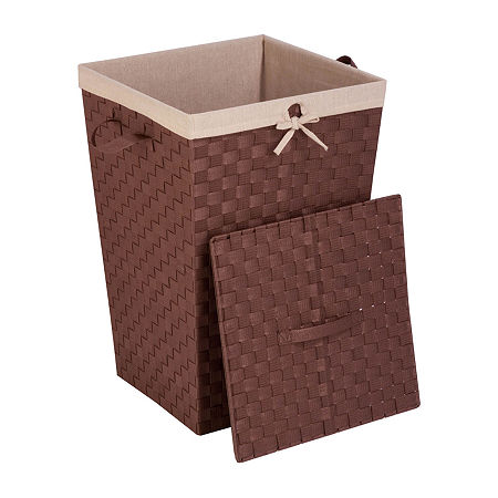 Honey-Can-Do Brown Woven Square Hamper, One Size, Brown