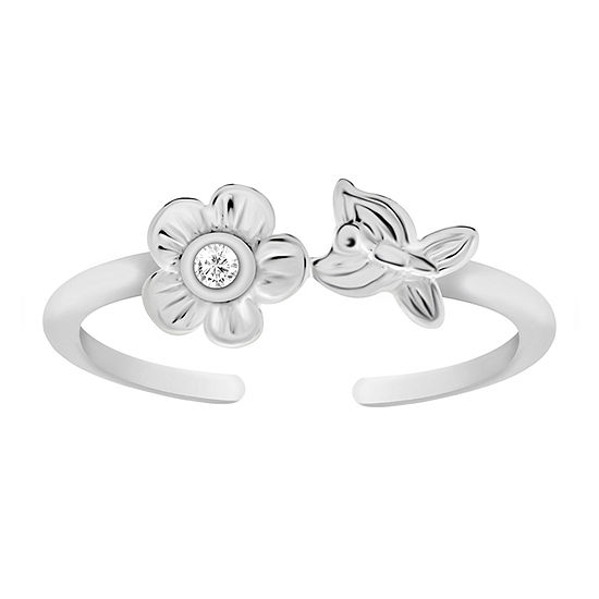 Itsy Bitsy Flower Crystal Sterling Silver Toe Ring