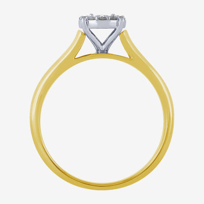 Unisex Adult 1/3 CT. T.W. White Diamond 10K Two Tone Gold Halo Side Stone Ring Sets