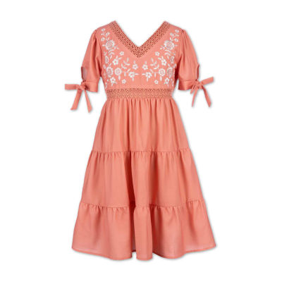 Speechless Big Girls Short Sleeve Empire Waist Dress, Color Coral