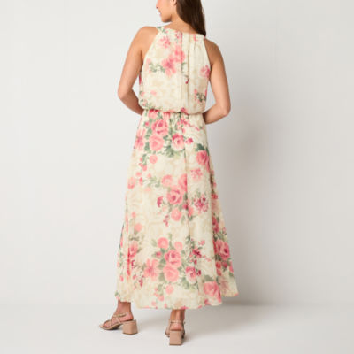 Robbie Bee Womens Sleeveless Floral Maxi Dress