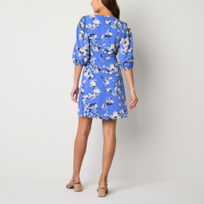 Jessica Howard 3/4 Sleeve Floral Fit + Flare Dress