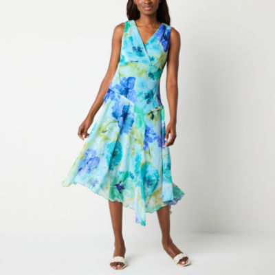 Rabbit Design Sleeveless Floral Midi Fit + Flare Dress