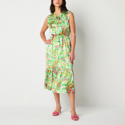 R & K Originals Sleeveless Floral Midi Fit + Flare Dress