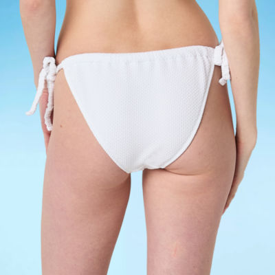 Decree Side Tie Lined Textured Bikini Swimsuit Bottom Juniors