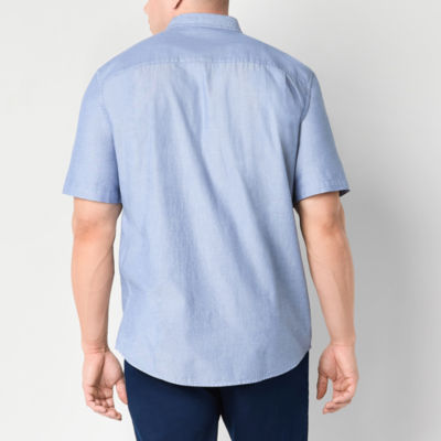 St. John's Bay Performance Oxford Big and Tall Mens Classic Fit Short Sleeve Button-Down Shirt