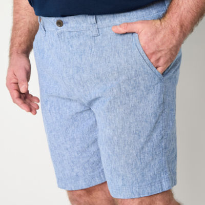 St. John's Bay Mens Big and Tall Stretch Fabric Linen Blend Flat Front Chino Short