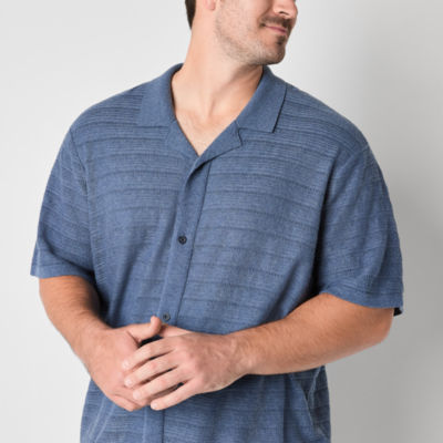 mutual weave Big and Tall Mens Short Sleeve Cardigan