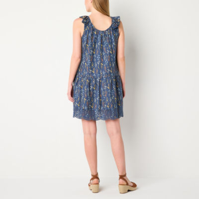 a.n.a Womens Sleeveless Floral A-Line Dress