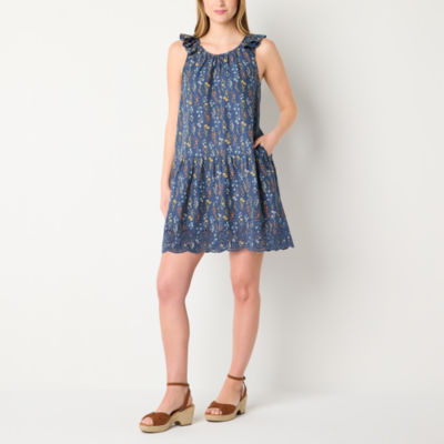 a.n.a Womens Sleeveless Floral A-Line Dress